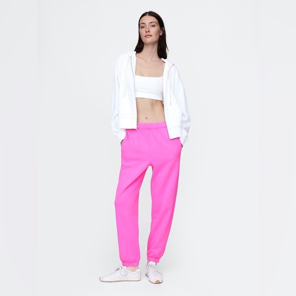 GAP High Rise Boyfriend Joggers Pink Fleece Sweatpants M